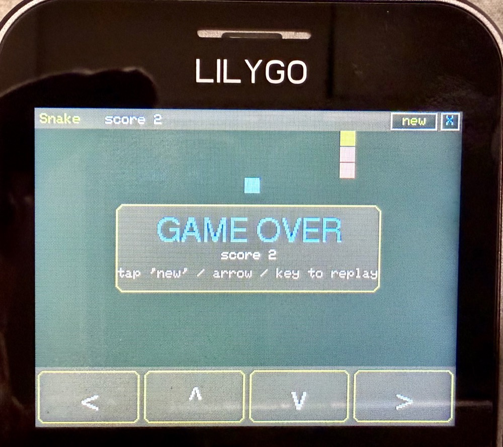 Snake with the on-screen D-pad