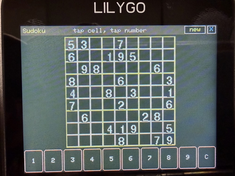Sudoku with a tap number pad